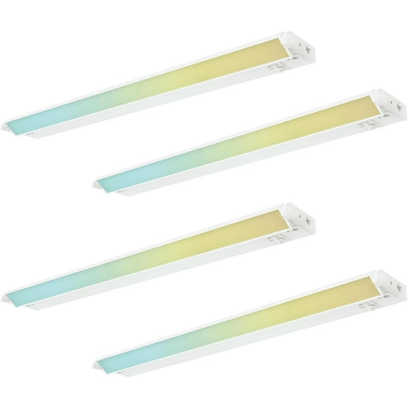 24IN LED Cabinet Light, 15W, Hardwired or Plug-in Installation，CRI 90 , LED Swivel Under Cabinet Light Fixture, ETL Listed, White Finish (24inch 4PK)