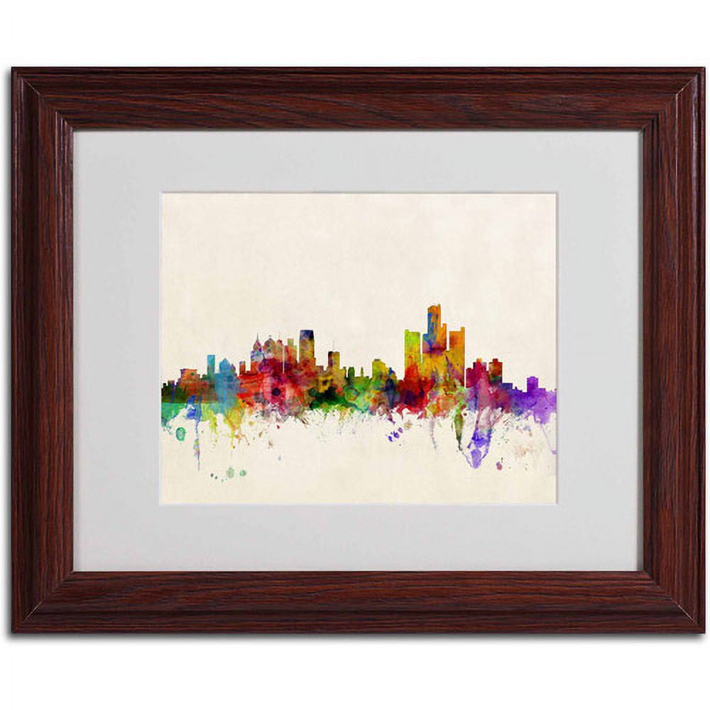 Trademark Fine Art "Detroit, Michigan" by Michael Tompsett, Wood Frame