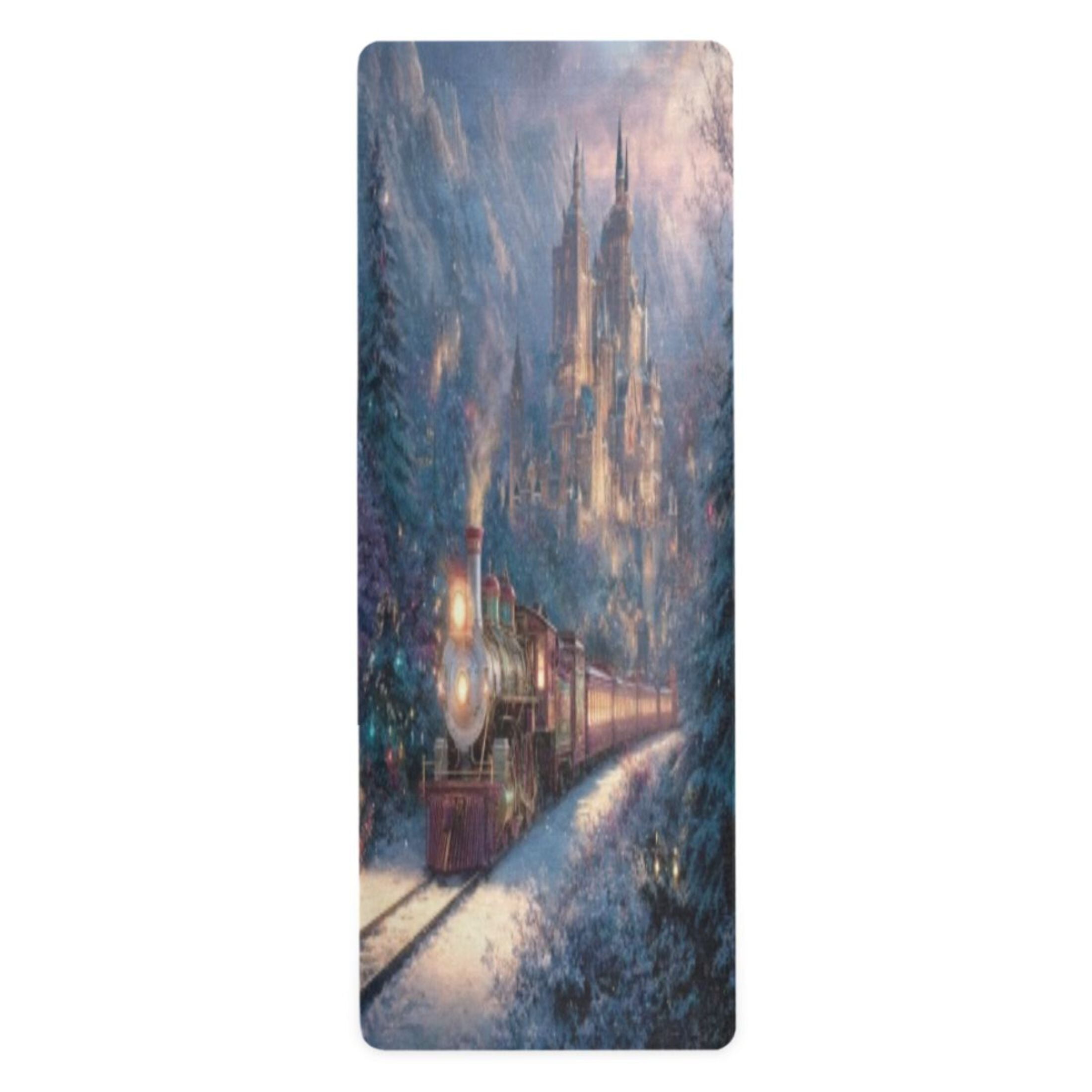 BZSMCE Yoga Mat Women Fitness Mat Snowy Castle Train Pattern