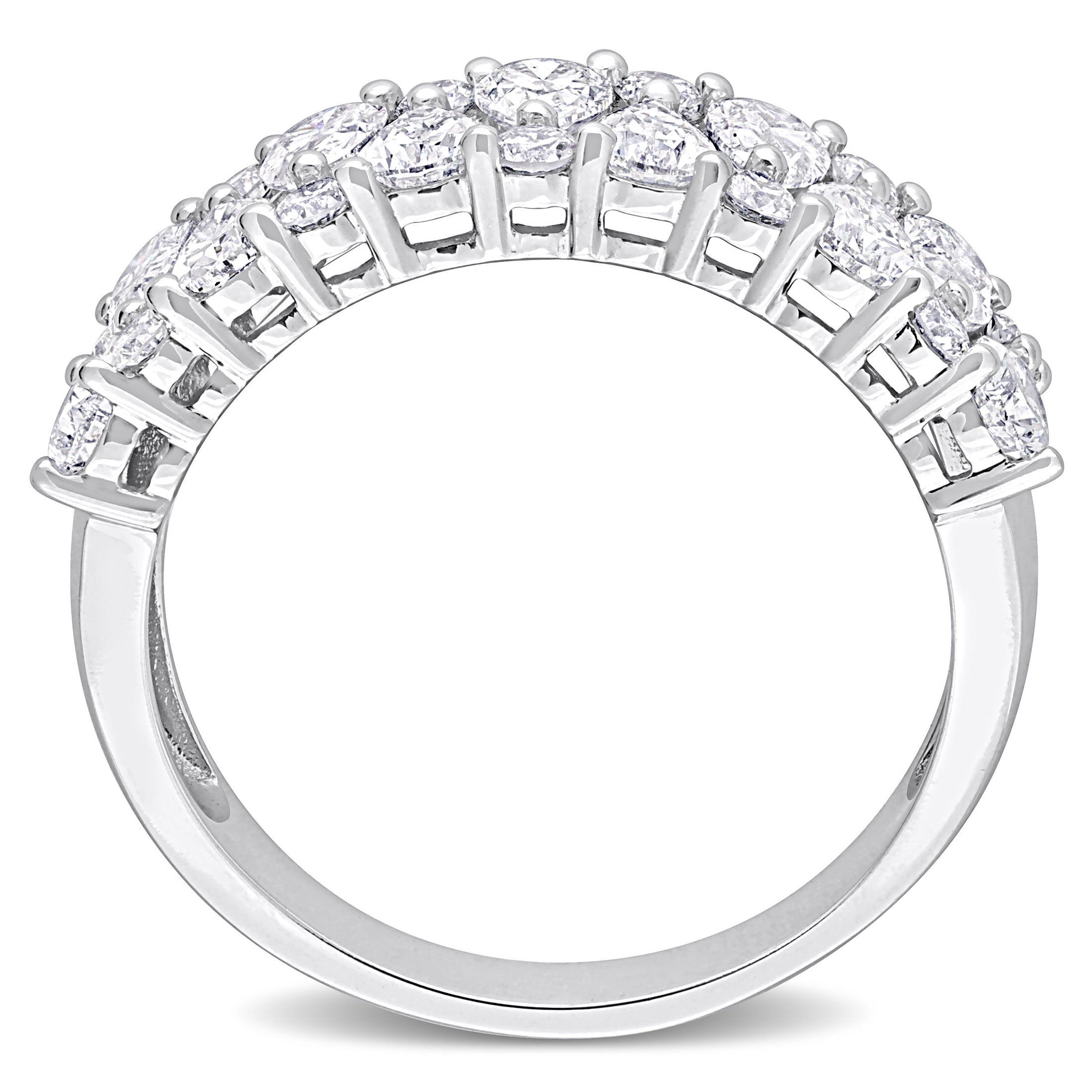 Miabella Women's 2 CT T.W. Pear & Round Diamond 14kt White Gold Semi-Eternity Anniversary Ring
