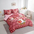 thumbnail image 3 of Feelyou Kawaii Gnome Teens Bedding Comforter Set 7 Pieces, Romantic Love Heart Full Bedding Set, Couple Valentines Day Reversible Fitted Sheet Flat Sheet, Luxury Bedroom Decor, 3 of 7