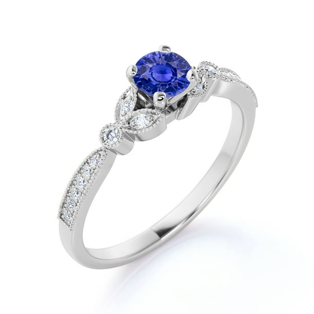 JeenMata - 1.25 ct - Round Natural Blue Sapphire Ring - September ...