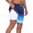 thumbnail image 5 of Mowujeit Mens Swim Trunks with Zipper Pockets Quick Dry Liner Bathing Suit-stripe S, 5 of 9