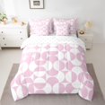 thumbnail image 3 of Castle Fairy Geometric Split Circle Queen Bedding 7pcs,Retro Curved Bedding Comforter Set Queen,Pink White,Reversible, 3 of 7
