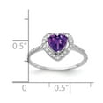 thumbnail image 3 of Solid 14k White Gold 6mm Heart Amethyst Purple February Gemstone VS Diamond Engagement Ring Size 6.5 (.136 cttw.), 3 of 6