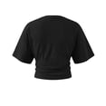 thumbnail image 5 of GZWYHT Crop Summer Tops Batwing Short Sleeve Ruched Waist Slim Fitted Basic Tees Going Out T Shirts Fashion Workout Summer Clothes Black L, 5 of 7