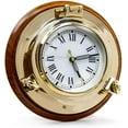 thumbnail image 3 of Nagina International Large Nautical Authentic Brass Porthole Clock On Wooden Rosewood Mount | Excellent Quality Nautical Decor for Real Navals (13 Inches), 3 of 6
