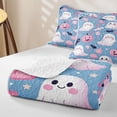 thumbnail image 4 of Erosebridal Kawaii Ghost Bed Spread Queen, Cartoon Lollipop Candy Queen Coverlet Set for Girls, Sky Blue Pink White, 3pcs 1 Quilt and 2 Pillowcases, 4 of 7