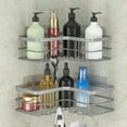 thumbnail image 7 of stusgo Corner Shower Caddy 2 Pack, Bathroom Shower Organizer Shelves, No Drilling Corner Shower Shelves Shampoo Holder with 8 Hooks and 6 Adhesives（Silver Gray）, 7 of 7