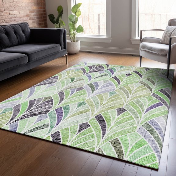 Addison Rugs Chantille Indoor/Outdoor Transitional Geometric Green Washable Rectangle Rug, 2'6" x 3'10"
