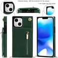 thumbnail image 2 of Crossbody Wallet Case for iPhone 15, PU Leather Zipper Handbag Purse Flip Cover with Kickstand Case for iPhone 15 ZP Green, 2 of 18