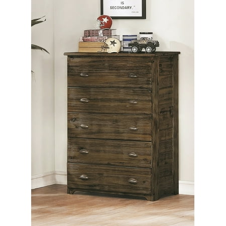 Hardwood Veneer Furniture Collection - American Furniture Classics Assembled Five Drawer Chest in Solid Acacia Hardwoods and Veneers.