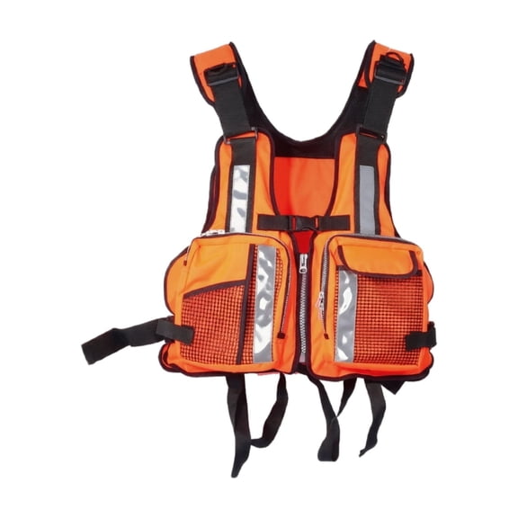 Foldable Multi Pocket Life Jacket with Whistle and Reflective Elements for Kayak Paddleboard SUP Fishing and Canoeing Orange 14"X2"X18"