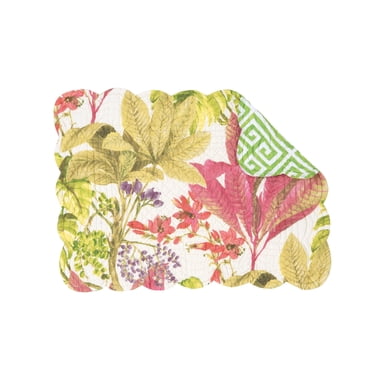 C&F Home Madeira Coastal Placemats Set Of 6 - Quilted Cotton, Shell Design, 13x19 Inches, Cream