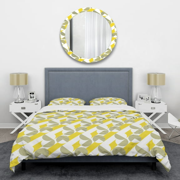 Designart 'Abstract Retro Geometric II' Mid-Century Modern Duvet Cover Set
