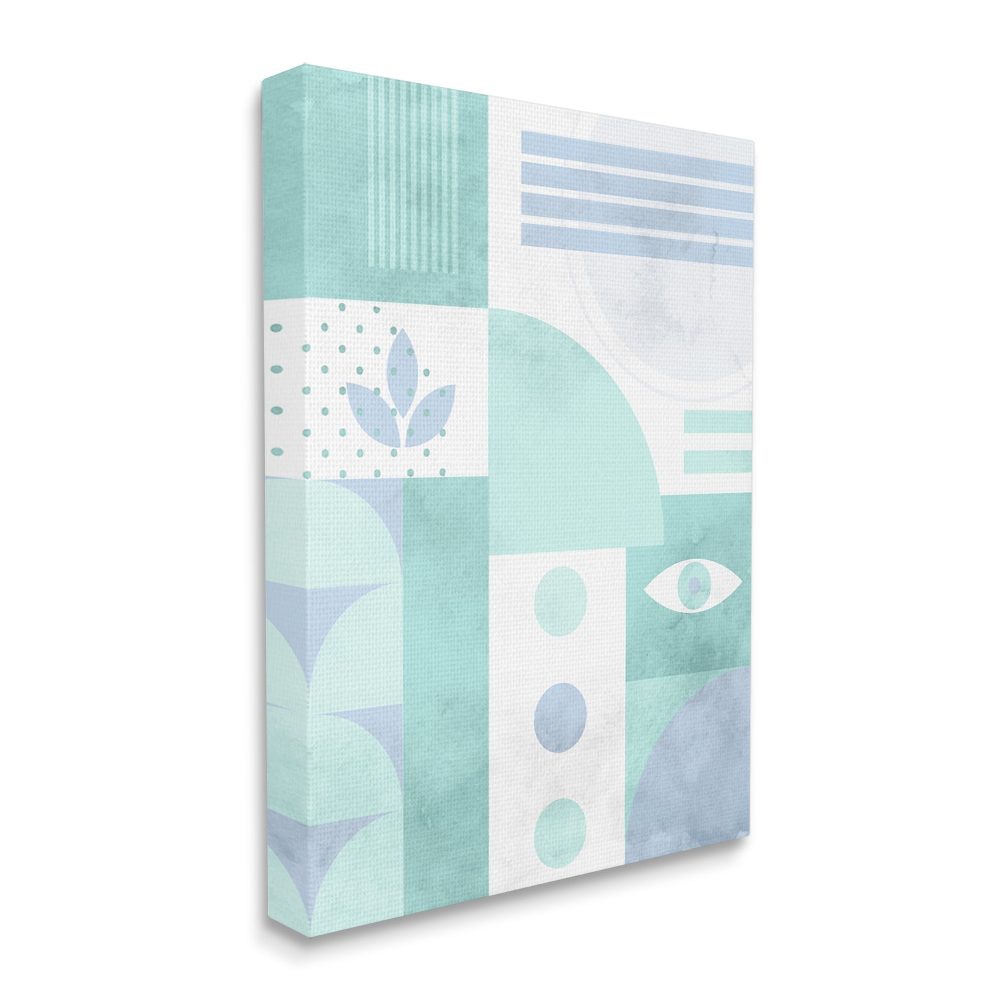 Stupell Industries Green Geometric Pattern Abstract Painting Gallery Wrapped Canvas Print Wall Art, 16 x 20