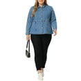 thumbnail image 2 of Unique Bargains Plus Size Denim Jackets for Women Classic Button Down Jean Jacket, 2 of 6