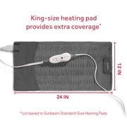 Sunbeam 12 x 24 King-Size Heating Pad with Compact Storage, Gray