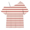 thumbnail image 6 of Mifsaly Kids Girls Cold Shoulder Tops Striped Short Sleeve T-Shirts Comfortable Off The Shoulder Casual Summer Tee Blouse, 6 of 9