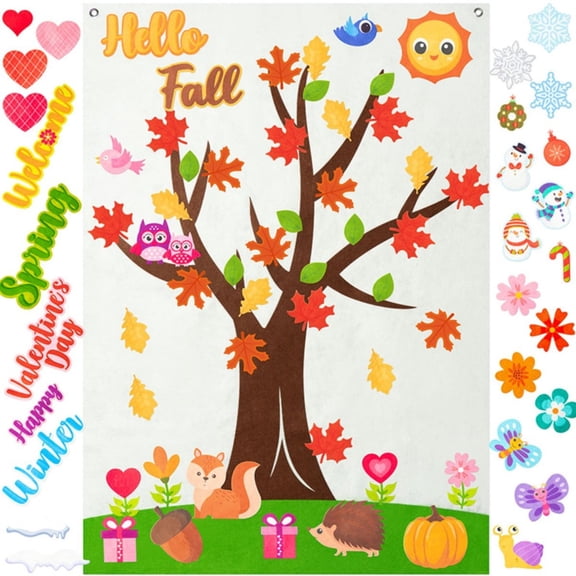 Laffact Making a Felt Tree Board Craft for Early Learning Autumn Party,149 Piece