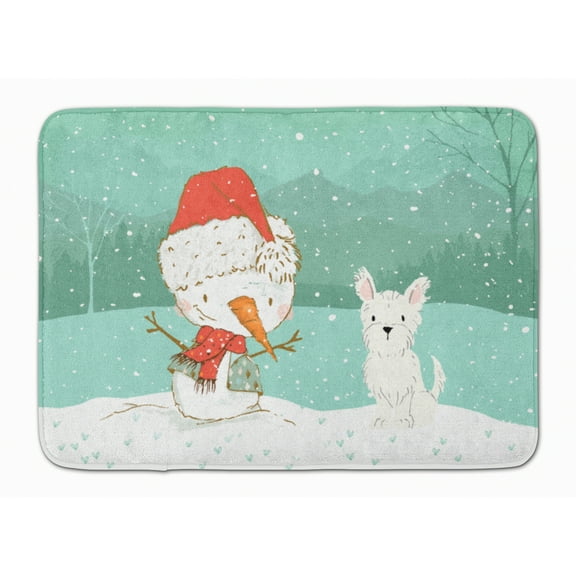 Westie Terrier Snowman Christmas Machine Washable Memory Foam Mat