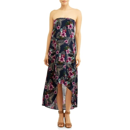 Women's Strapless Hi-Lo Maxi Dress