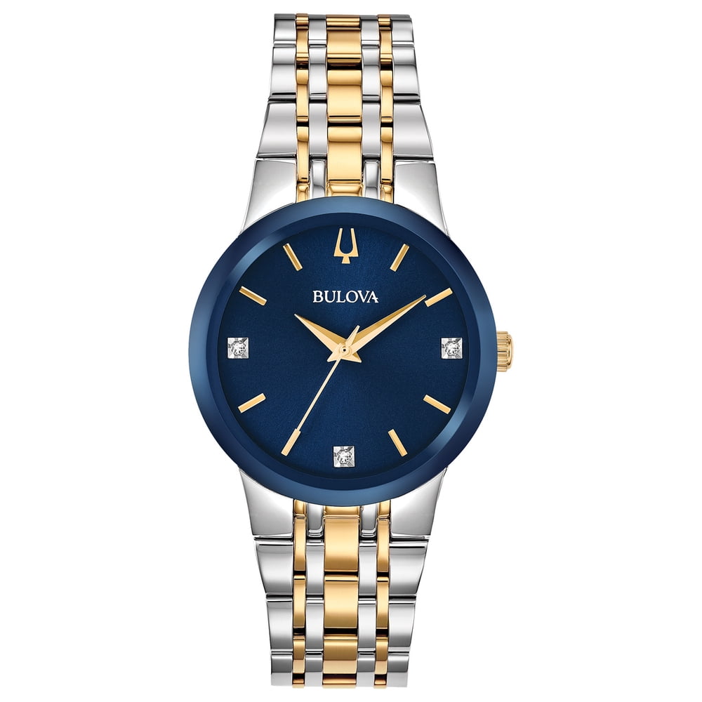Bulova Bulova Ladies Twotone Diamond Watch with Blue Dial 98P190