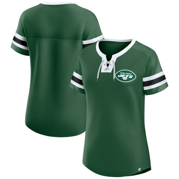 Women's-Fanatics  Green New York Jets Lace-Up Bling T-Shirt