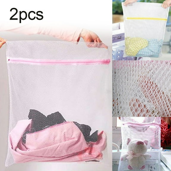 opvise 2Pcs Clothes Bra Underwear Laundry Bags Reusable Mesh Net Zipper Washing Pouch A