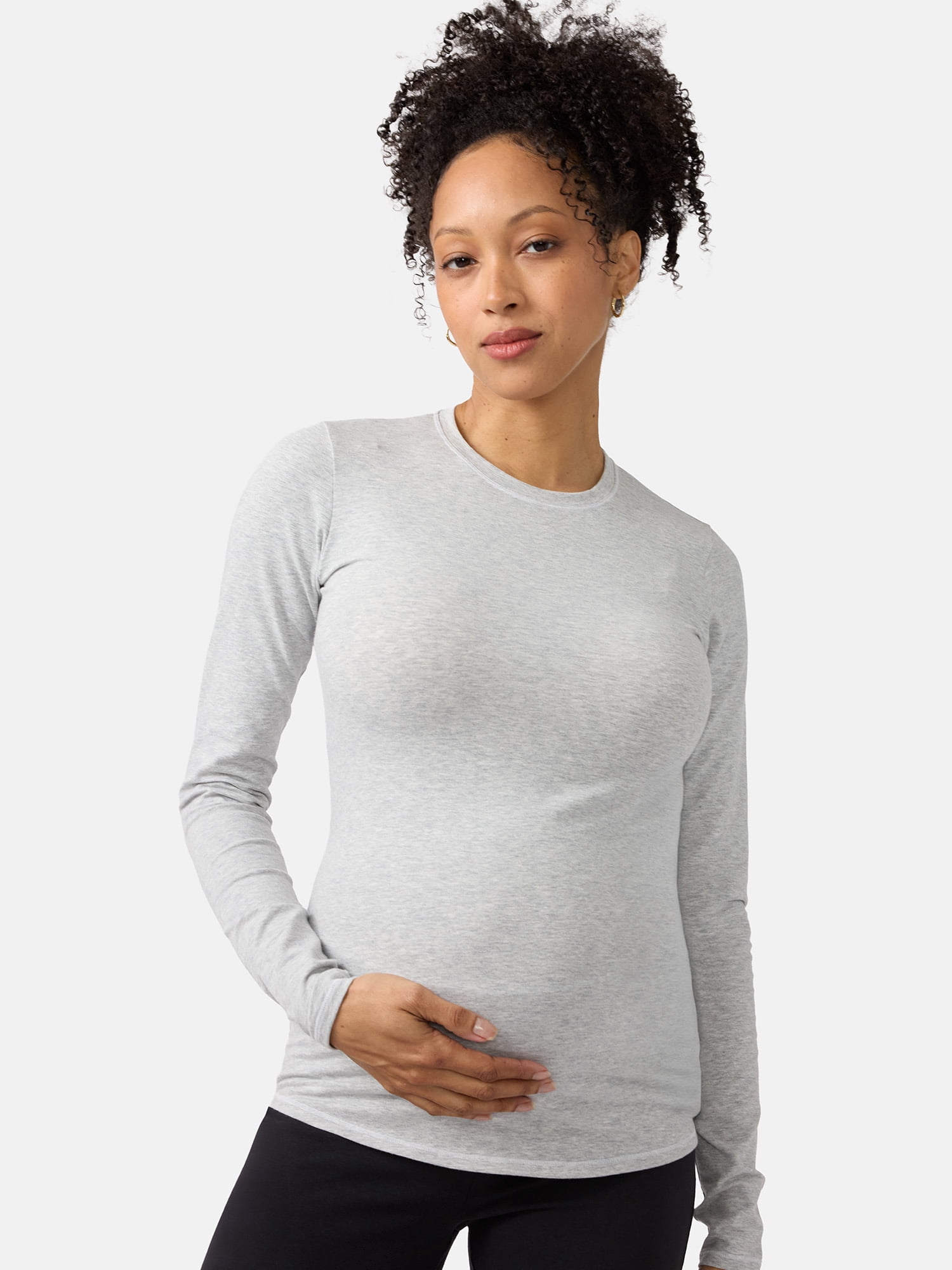 Ingrid & Isabel For Every Belly Women's Maternity Cotton Stretch Jersey Long Sleeve T-Shirt, Sizes S-XXXL