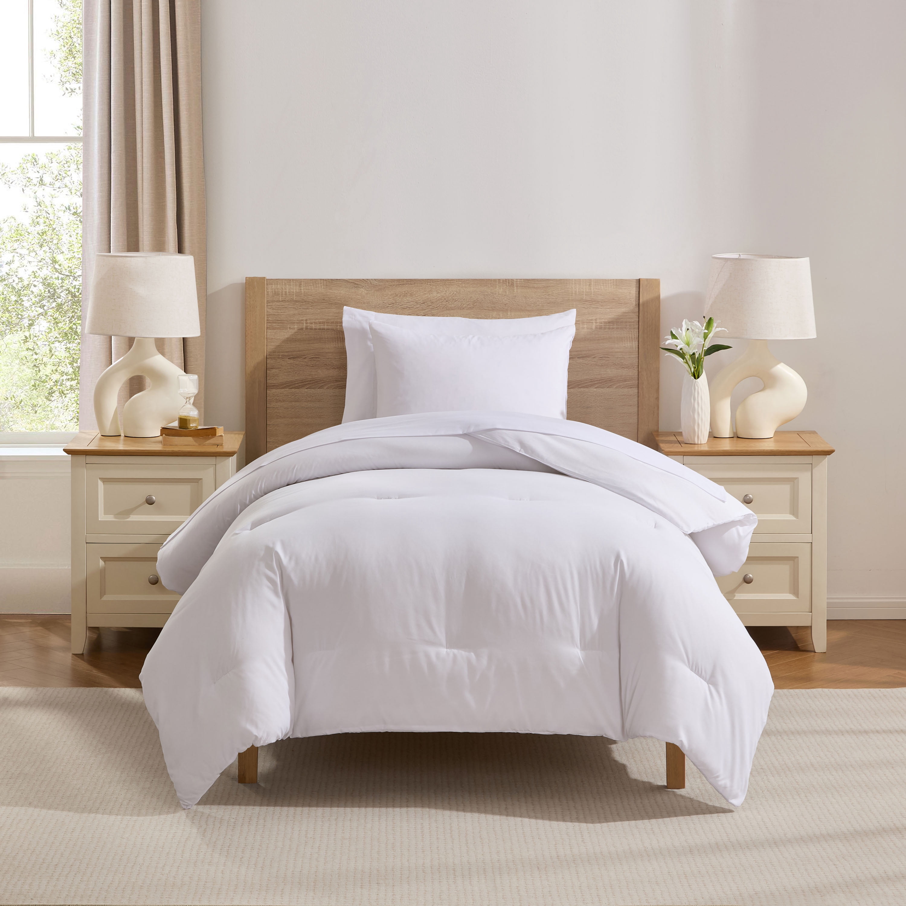 LammaLoe Twin XL Comforter Sets, 5 Piece Bed in a Bag, Ultra Soft Dorm Bedding Comforter Set with Sheets, All Season Bed Set, White