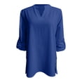 thumbnail image 7 of Endives Womens Linen Shirts 3/4 Length Sleeve Womens Shirt Blouses Spring Tops 2026 Beach Vacation Summer Blue, 7 of 7