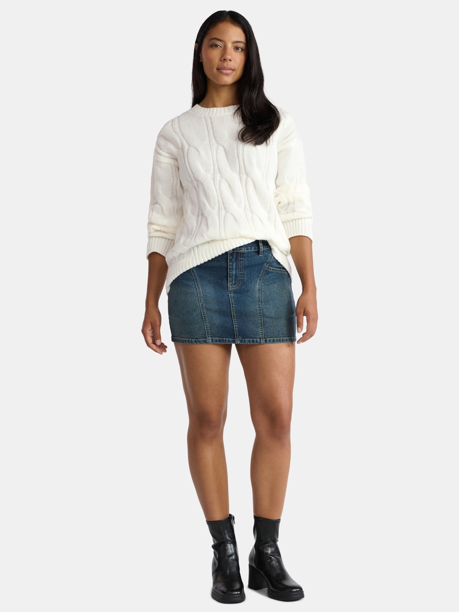 Madden NYC Women's Cable Knit Sweater, Midweight, Sizes XXS-XXL