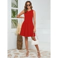 thumbnail image 2 of Chiclily Summer Dresses for Women Loose Sleeveless Pleated Front T-shirt Sundress with Pockets, Red M, 2 of 7