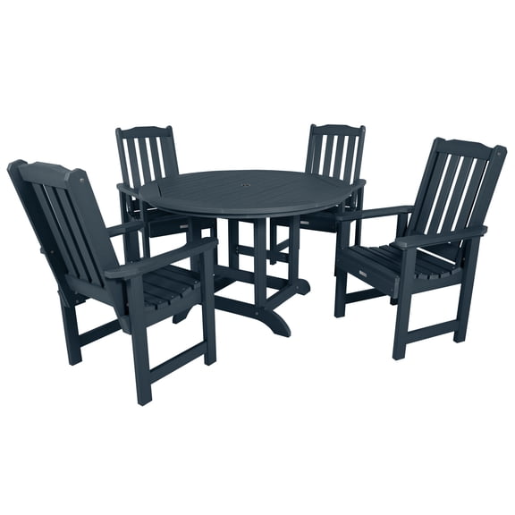 Highwood's 48" Round 3-pc Lehigh Dining Set - Dining Height, Outdoor, Eco-friendly, Synthetic Wood