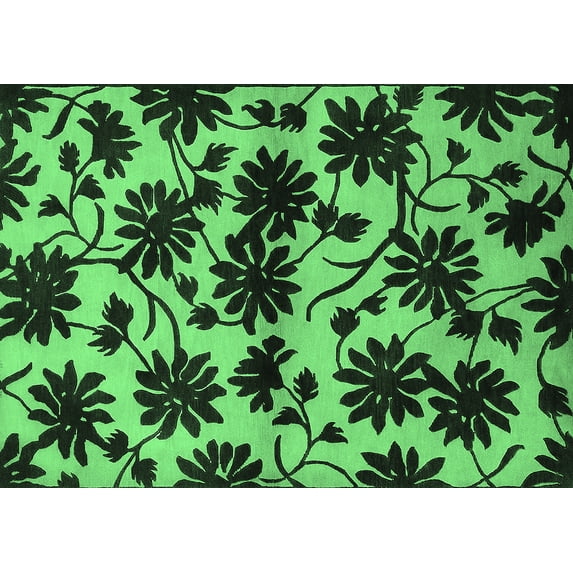 Ahgly Company Indoor Rectangle Oriental Emerald Green Industrial Area Rugs, 2' x 5'