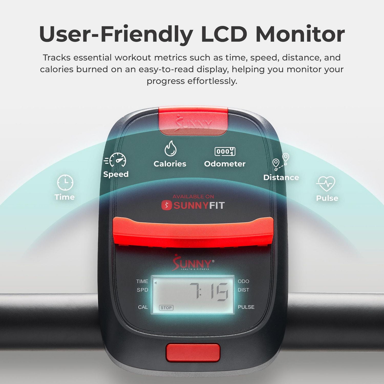 Sunny Health & Fitness Smart Manual Walking Treadmill, 300 LB Weight Capacity, Non-Electric, Fixed Incline, Compact & Foldable, Digital Monitor, Bluetooth Connection with SunnyFit App - SF-T1407SMART