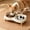 White, variant on Elevated Double Pet Bowl – Raised Cat Food and Water Bowl Set for Indoor Cats, Feeder with Anti-Tip Tray, Non-Slip Base, Neck Protection & Food Catcher, 2 Bowls for Dry Food & Water,Yellow