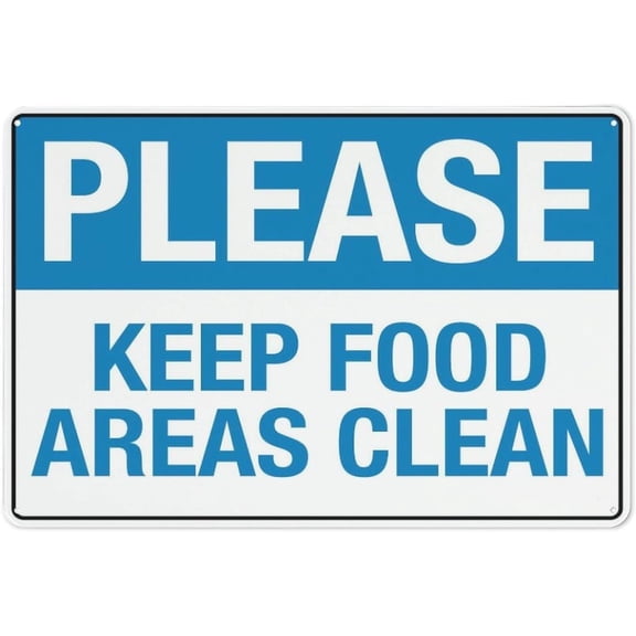 NXCFSD Please Keep Food Areas Clean Retro 8"x12" Aluminum Tin Sign - Vintage Style Wall Decor for Pool, Indoor & Outdoor Use