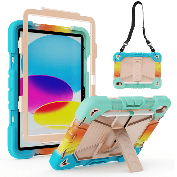 SZPSGC Kids Friendly iPad Case for iPad (A16) 11th Generation 11 Inch (2025), iPad 10th Generation 10.9 Inch (2022), Fully-Body Rugged Heavy Duty Shockproof Protective Case with Kickstand,Multicolor