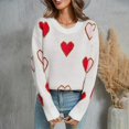 thumbnail image 4 of Pull Cœur pour Femmes! Fadeal Pull à Capuche Tricoté Col Rond Amour de la Saint-Valentin pour Femmes Hiver Printemps Blanc L, 4 of 4
