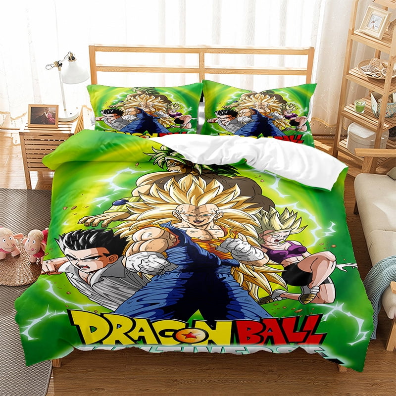 Anime Dragon Ball Z Bedding Bed Set 3 PCS Kawaii Cute Action Figures Goku Saiyan Vegeta Quilt