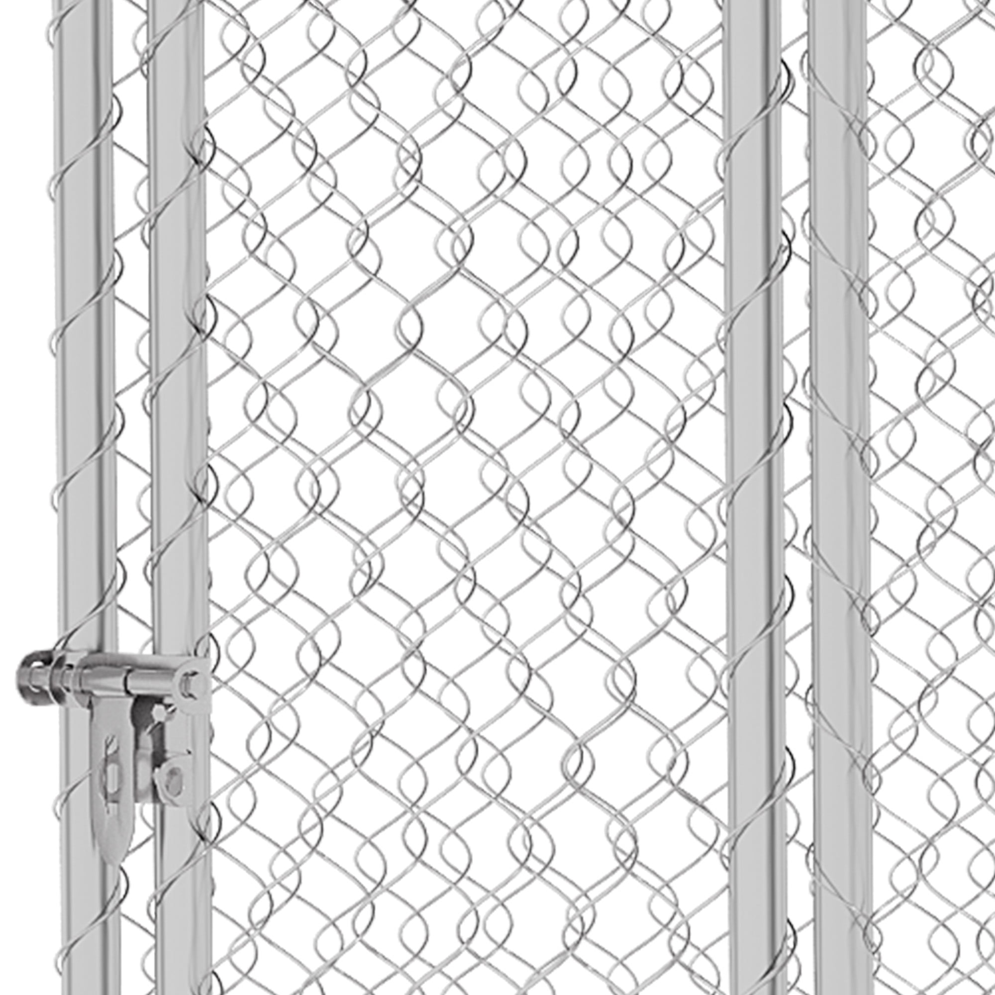 ModFusion 9.8' x 9.8' Large Outdoor Pet Kennel with Weatherproof Canopy, Secure Lock & Adjustable Feeding Bowls – Perfect for Dogs, Cats & More