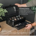 thumbnail image 5 of Black Edition Military 10 Slot Watch Box for Men, Glass Top Display, Valet Tray, Watch Pillow Stands, 5 of 7