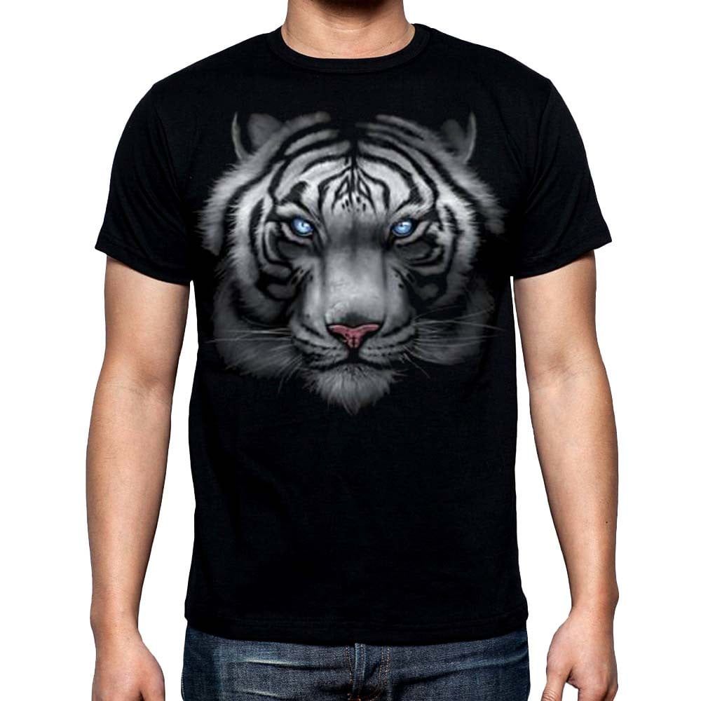 Shop4Ever Men's White Tiger Crewneck Sweatshirt X-Large Black