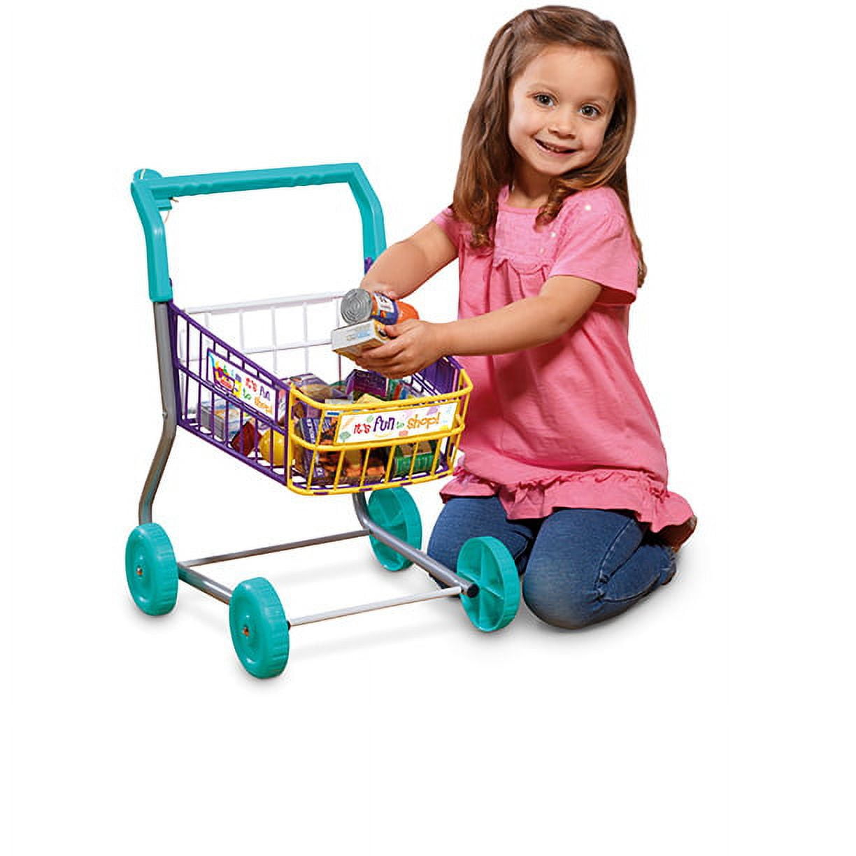 Casdon Toy Shopping Trolley For Kids - Mini Grocery Cart With Pretend Food For Ages 3+
