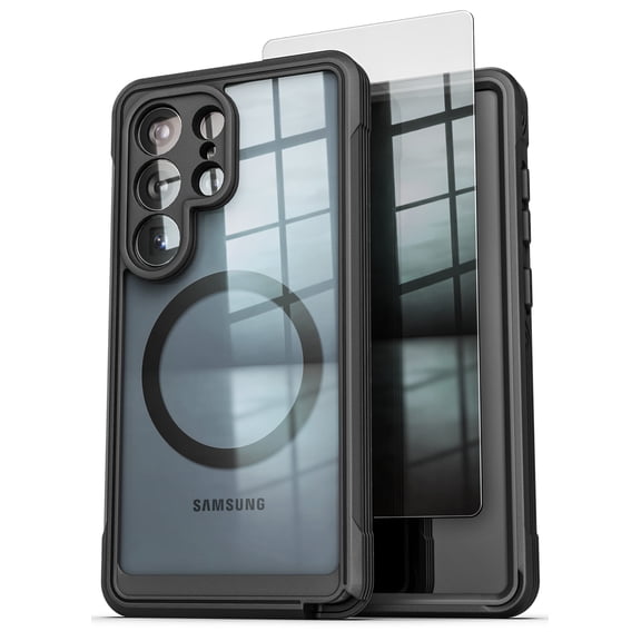 Encased for Samsung Galaxy S26 Ultra Phone Case with Built-in Screen Protector (Compatible with Magsafe) 360° Full-body Protection, Black