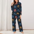 thumbnail image 2 of Salouo cartoon doodle octopus Pattern Women's Pajamas Set Long Sleeve Button Down Sleepwear Soft Pj Lounge Sets for women 2 Piece Pjs Set with Long Pants-Small, 2 of 7