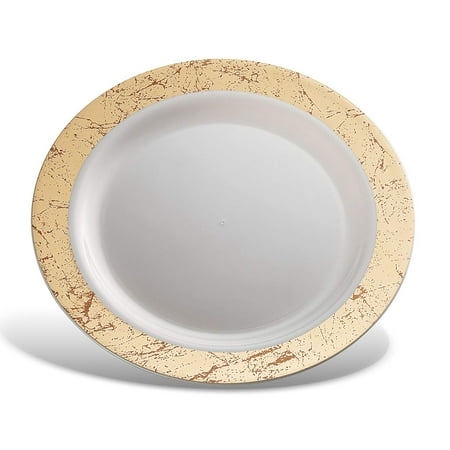 Host & Porter Gold Rim Plastic Salad Plates, 7.5", 10 Count