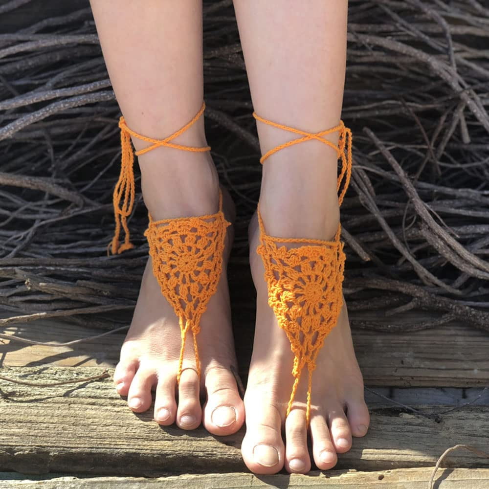 Dream Catcher Crochet Barefoot Sandals, Nude shoes, Foot Jewelry, Beach  Wedding, Sexy Anklet , Bellydance,Beach Footwear | Wish
